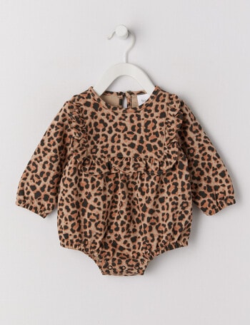 Teeny Weeny Leopard Terry Romper, Brown