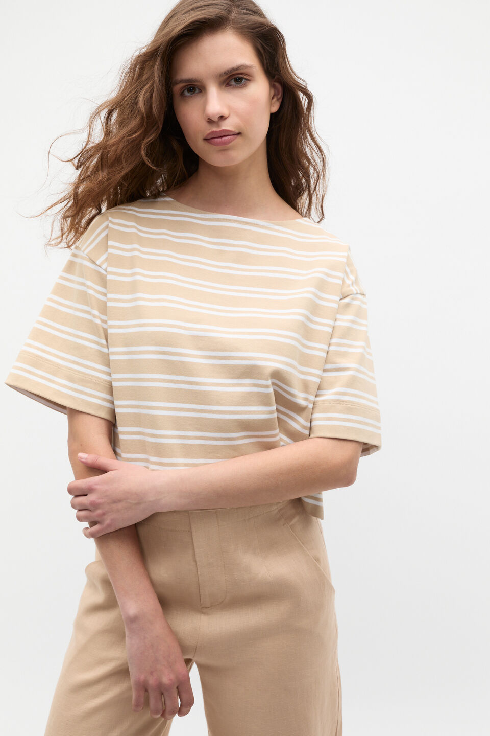 Cotton Boxy Split Hem Tee