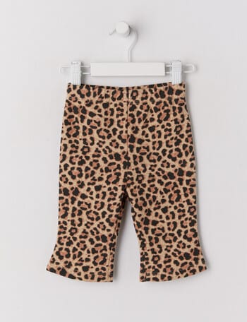 Teeny Weeny Play Time Leopard Fleece Flare Track Pants, Brown