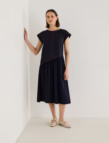 Jigsaw Minka Asymmetric Waist Dress, Navy