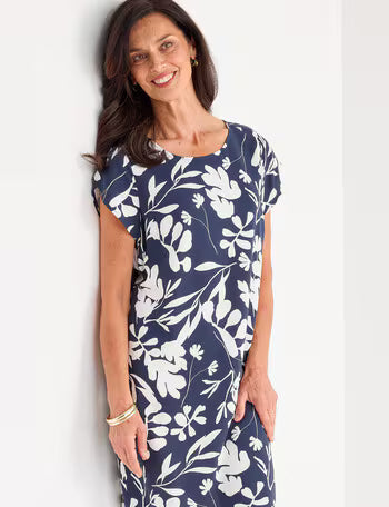 Ella J Shift Dress, Navy Print