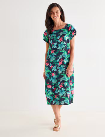 Ella J Shift Dress, Tropical Print