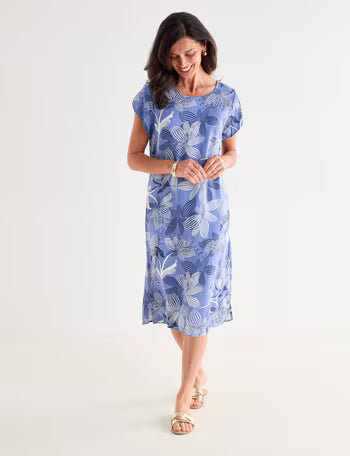 Ella J Shift Dress, Blue Print
