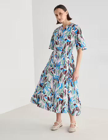 Jigsaw Ceres Flutter Sleeve Midi Dress, Print