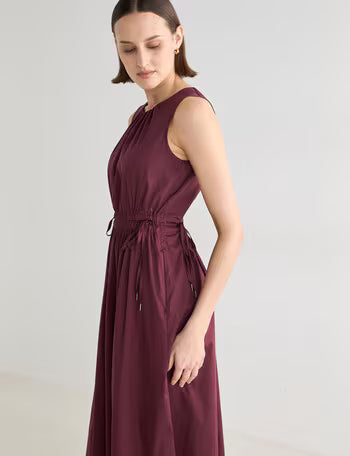 Jigsaw Ismene Drawstring Dress, Plum